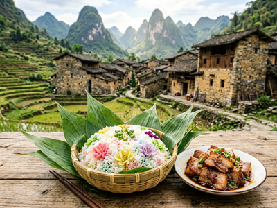 兴义万峰林：布依族人住在峰林里，一碗剪粉五块钱